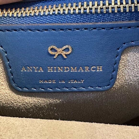 Anya Hindmarch Silver Cloud Blue Suede Mini Backpack - Picture 14 of 16